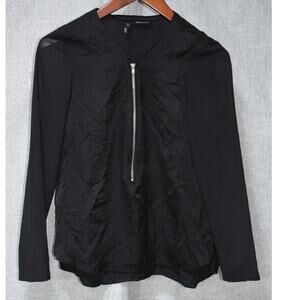 The Kooples Black Textured Zip Front Long Sleeve Top Size S